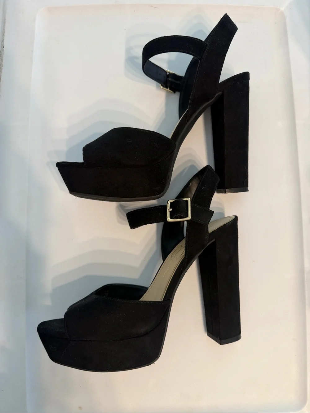 Jessica Simpson priella Black Suede Platform Block Heel Sandals with Ankle Strap